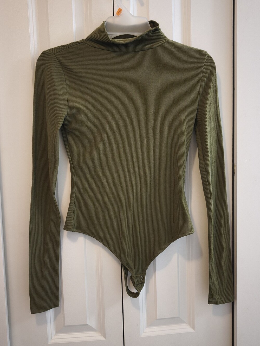 SO Olive Green Ribbed Long-Sleeve Mock Neck Bodysuit